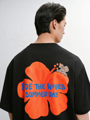 Men's American-style Color-block Printed T-shirt