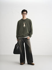 Men's Heavyweight Dog Embroidery Sweatshirt