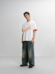 Men's Color Block Letter Print Short Sleeve T-shirt
