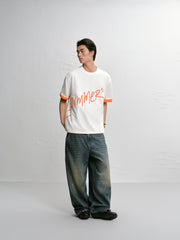 Men's Color Block Letter Print Short Sleeve T-shirt