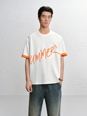 Men's Color Block Letter Print Short Sleeve T-shirt