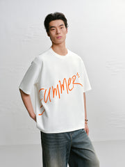 Men's Color Block Letter Print Short Sleeve T-shirt