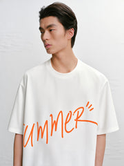 Men's Color Block Letter Print Short Sleeve T-shirt