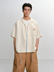 Men's Vacation Jacquard Short-Sleeve Shirt