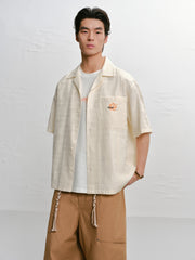 Men's Vacation Jacquard Short-Sleeve Shirt