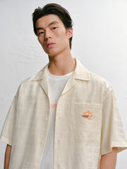 Men's Vacation Jacquard Short-Sleeve Shirt