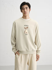 Men's Heavyweight Dog Embroidery Sweatshirt
