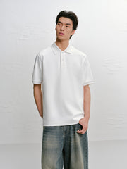 Men's Casual White Polo Shirt with Collar