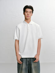 Men's Casual White Polo Shirt with Collar