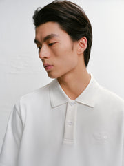 Men's Casual White Polo Shirt with Collar