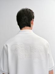 Men's Casual White Polo Shirt with Collar
