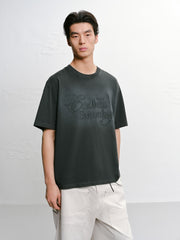 Men's casual short-sleeve with letter embroidery