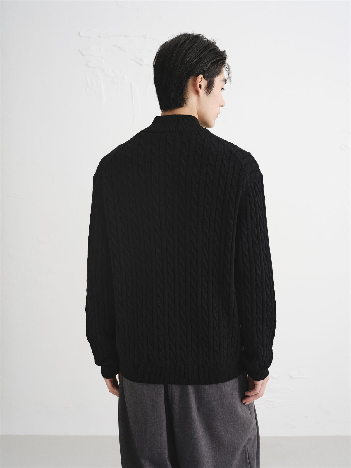 Men's Wool-Blend Cable Knit Textured Sweater