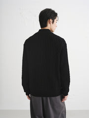 Men's Wool-Blend Cable Knit Textured Sweater