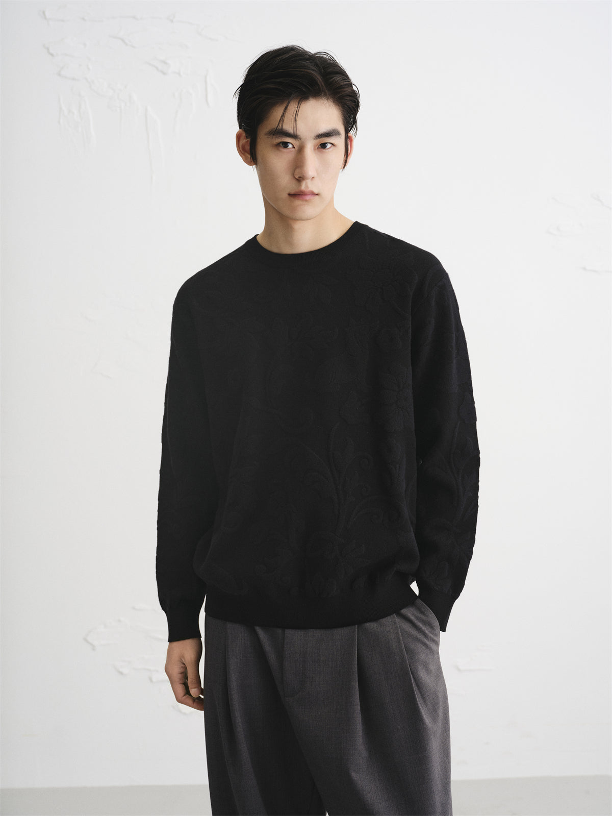 Men's Allover Jacquard Textured Knit Sweater