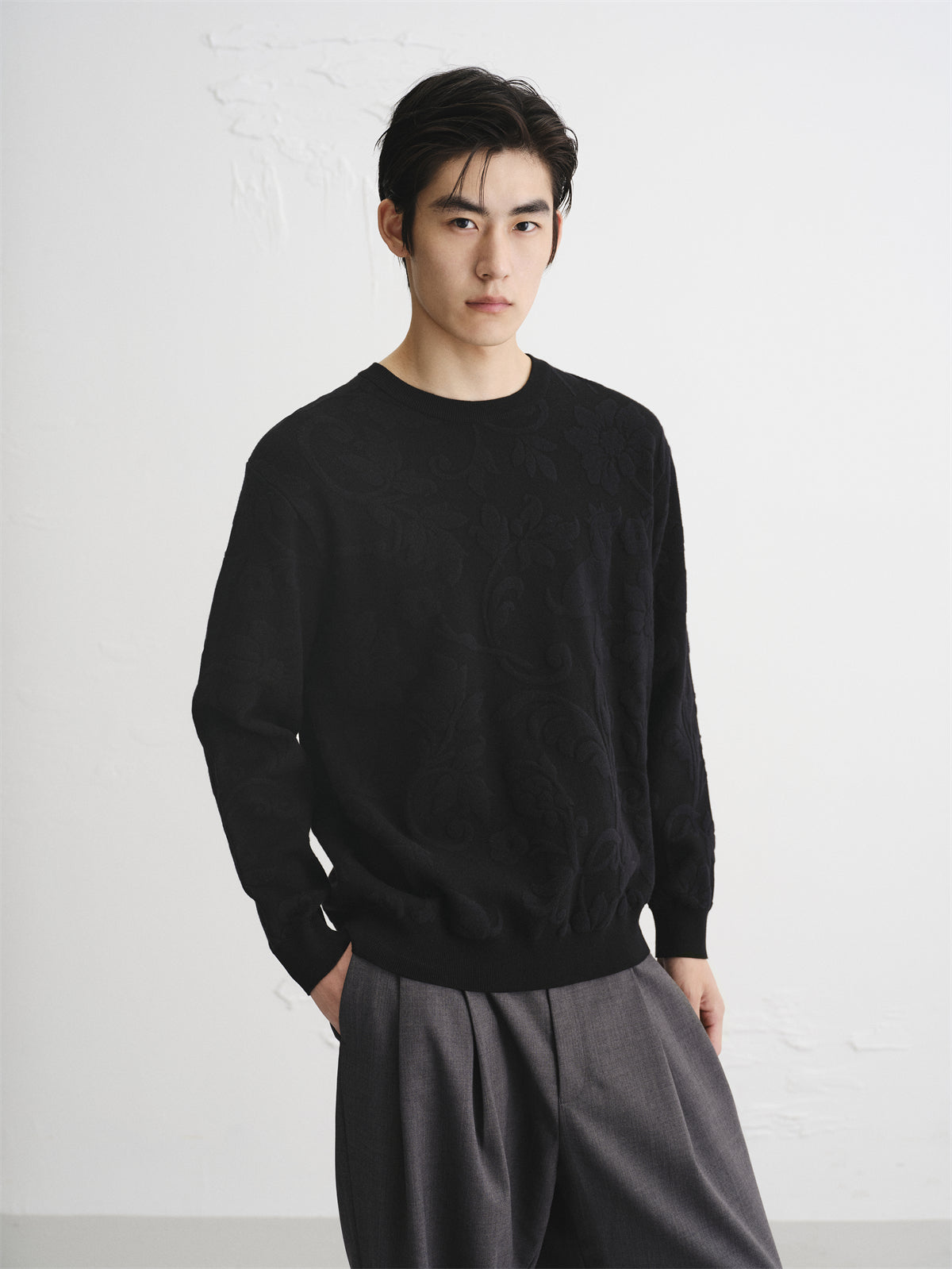 Men's Allover Jacquard Textured Knit Sweater