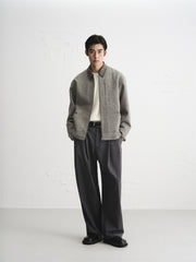 Men's Tweed Tailored Jacket with Faux Suede Collar