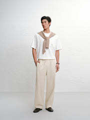 Men's Casual Linen-Texture Wide-Leg Pants