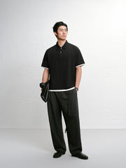 Men's Waffle Knit Short Sleeve Polo Shirt