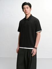 Men's Waffle Knit Short Sleeve Polo Shirt
