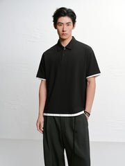 Men's Waffle Knit Short Sleeve Polo Shirt