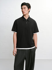 Men's Waffle Knit Short Sleeve Polo Shirt