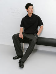 Men's Waffle Knit Short Sleeve Polo Shirt