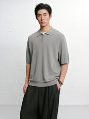 Men's casual knitted Polo short-sleeve shirt