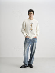Men's Beige Textured Jacquard Sweater
