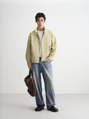 Men's Khaki Harrington Jacket with Plaid Lining