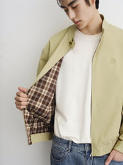 Men's Khaki Harrington Jacket with Plaid Lining