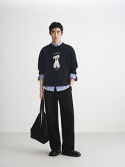 Men's Relaxed Fit Textured Jacquard Sweater