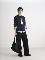 Men's Relaxed Fit Textured Jacquard Sweater