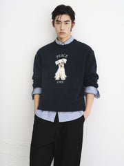 Men's Relaxed Fit Textured Jacquard Sweater