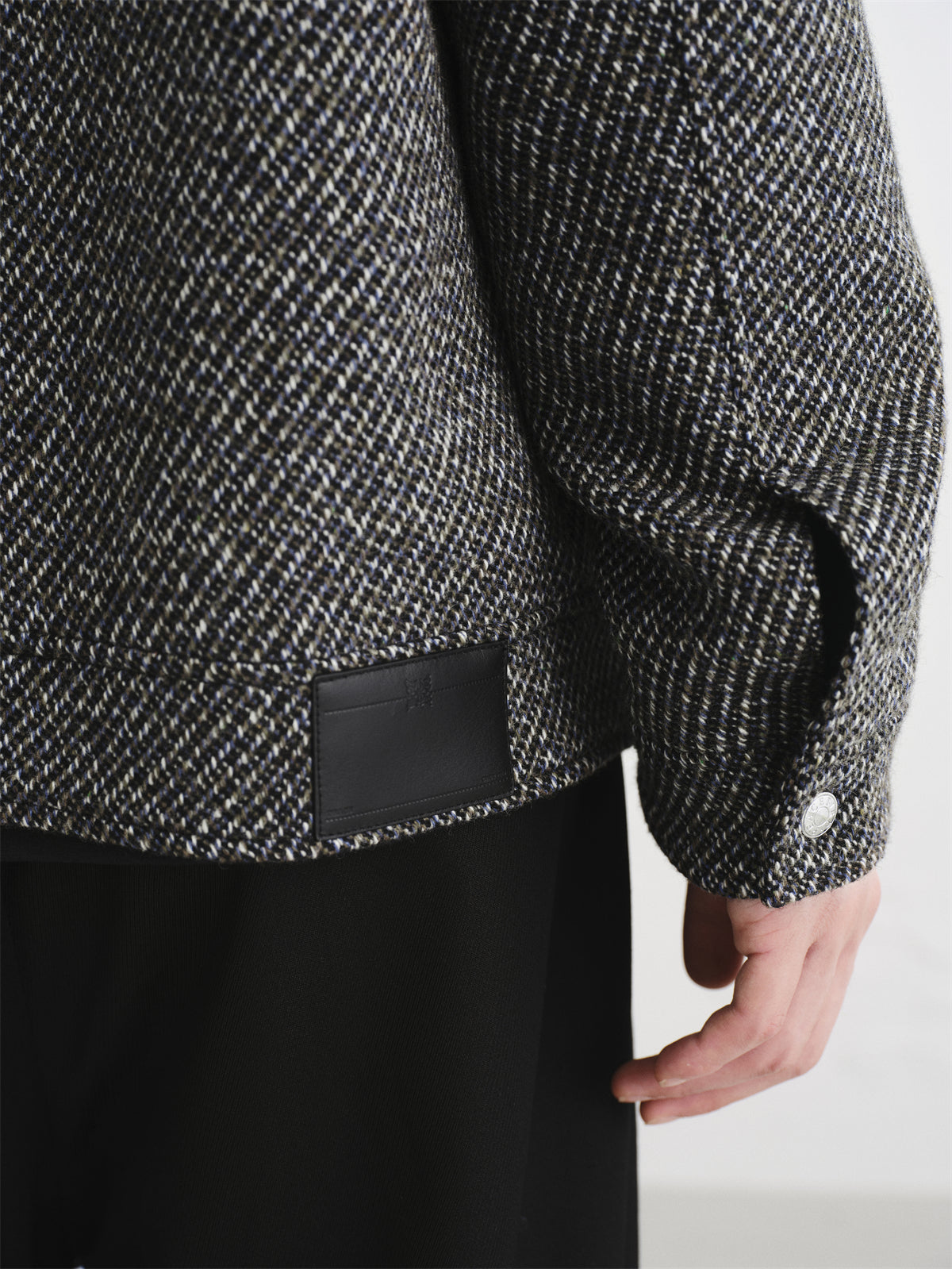 Men's Tweed-Texture Jacket with Suede Trim