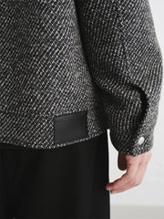 Men's Tweed-Texture Jacket with Suede Trim