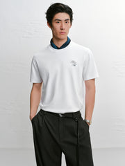 Men's slim fit embroidered short-sleeve T-shirt
