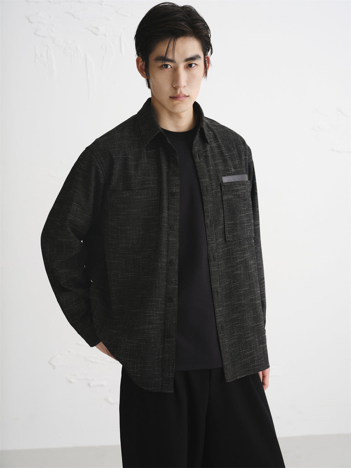 Men's Tweed-Inspired Brushed Yarn-Dyed Shirt