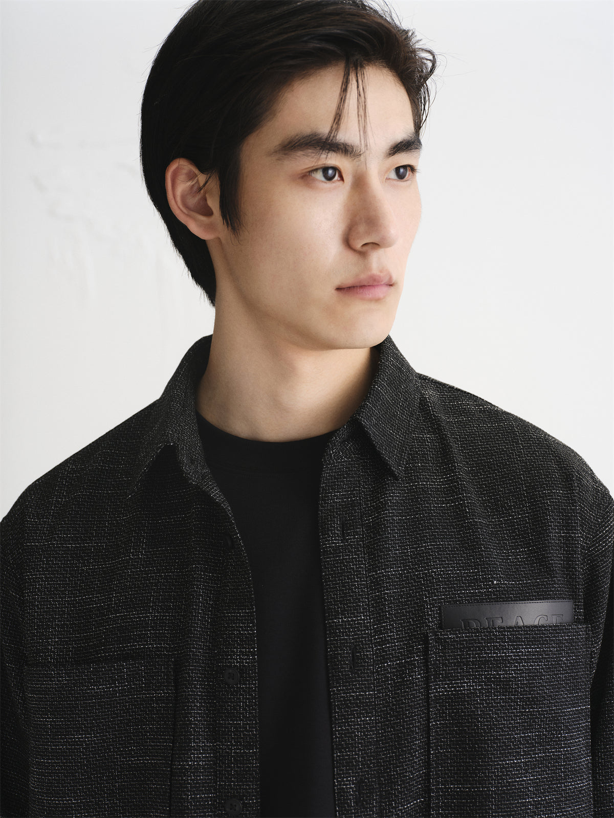 Men's Tweed-Inspired Brushed Yarn-Dyed Shirt