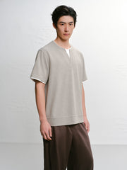 Men's casual Henley short-sleeve shirt