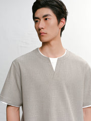 Men's casual Henley short-sleeve shirt