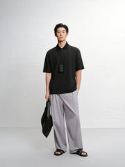 Men's Textured Jacquard Knit Polo Shirt
