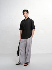 Men's Textured Jacquard Knit Polo Shirt