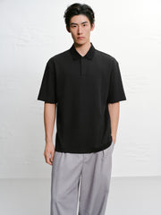 Men's Textured Jacquard Knit Polo Shirt