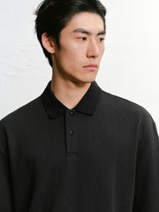 Men's Textured Jacquard Knit Polo Shirt