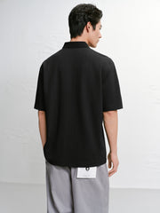 Men's Textured Jacquard Knit Polo Shirt