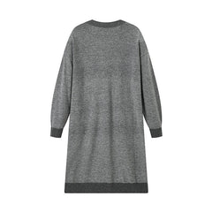 Women's Long V-neck Grey Wool Cardigan