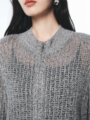 Women's Slim-Fit Openwork Knit Cardigan