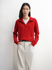 Women's Half-Zip Cable-Knit Sweater
