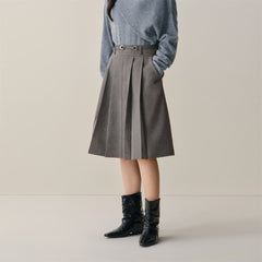 Women's Knee-Length Pleated Skirt